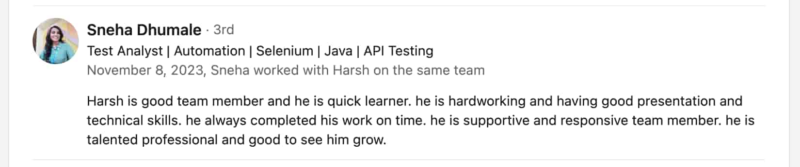 Recommendation from connection 10