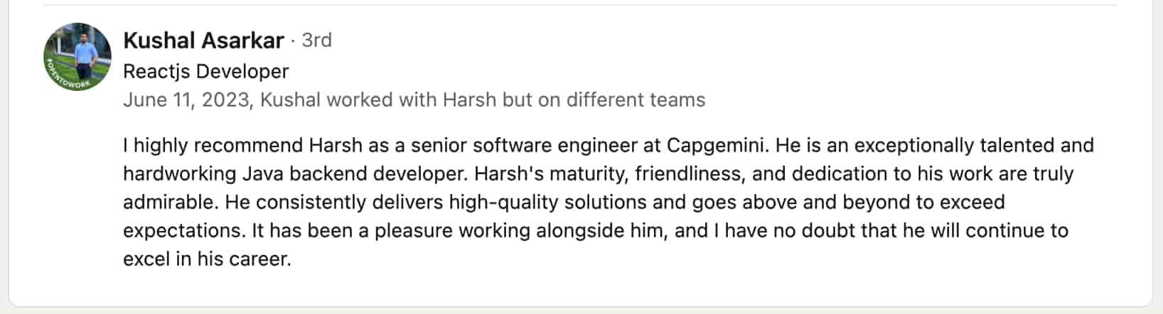 Recommendation from connection 4