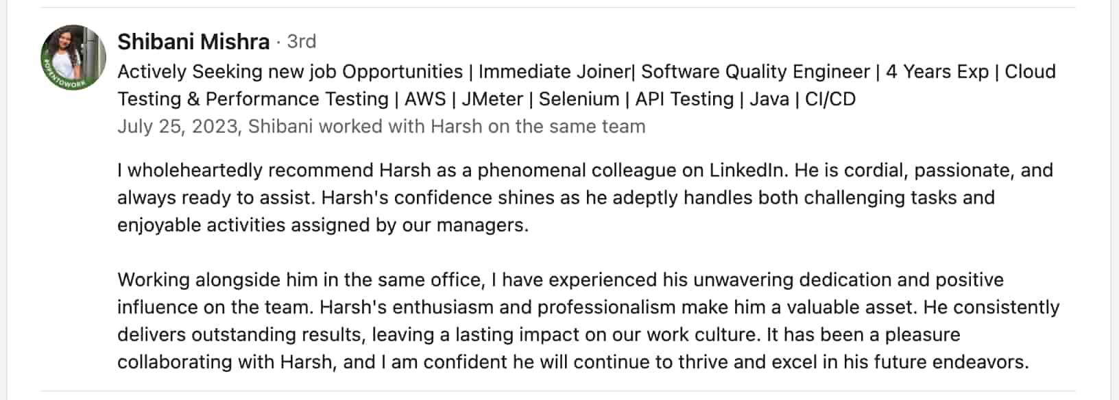 Recommendation from connection 6